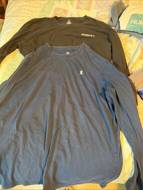 Hurley Men’s Long Sleeve Crew Tee Set — Navy and Black